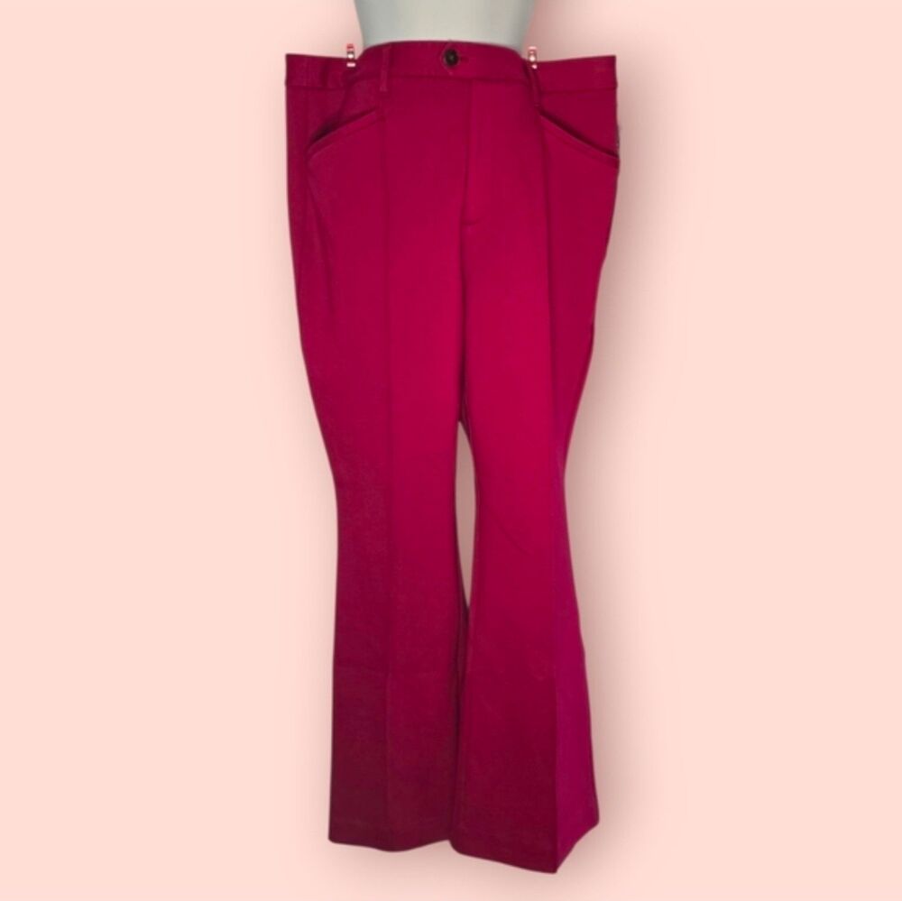 Anthropologie Essential Trouser Flared Leg Berry Work Office Chic Stretch 14
